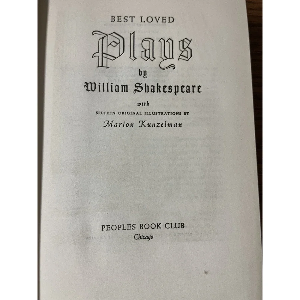 Best Loved Plays of William Shakespeare Illustrated Marion Kunzelman Peoples